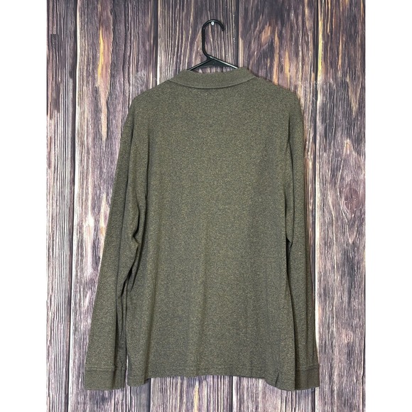 Tasso Elba Polo Shirt Mens XL Brown Heathered Long Sleeve Casual Comfort - Picture 2 of 14